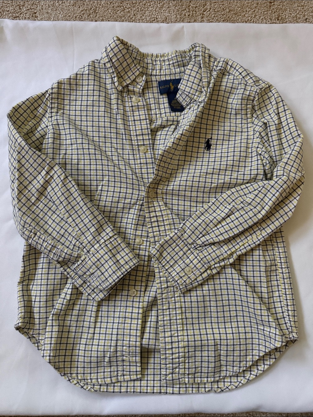 Ralph Lauren Kids Yellow and Blue Windowpane Cotton Shirt